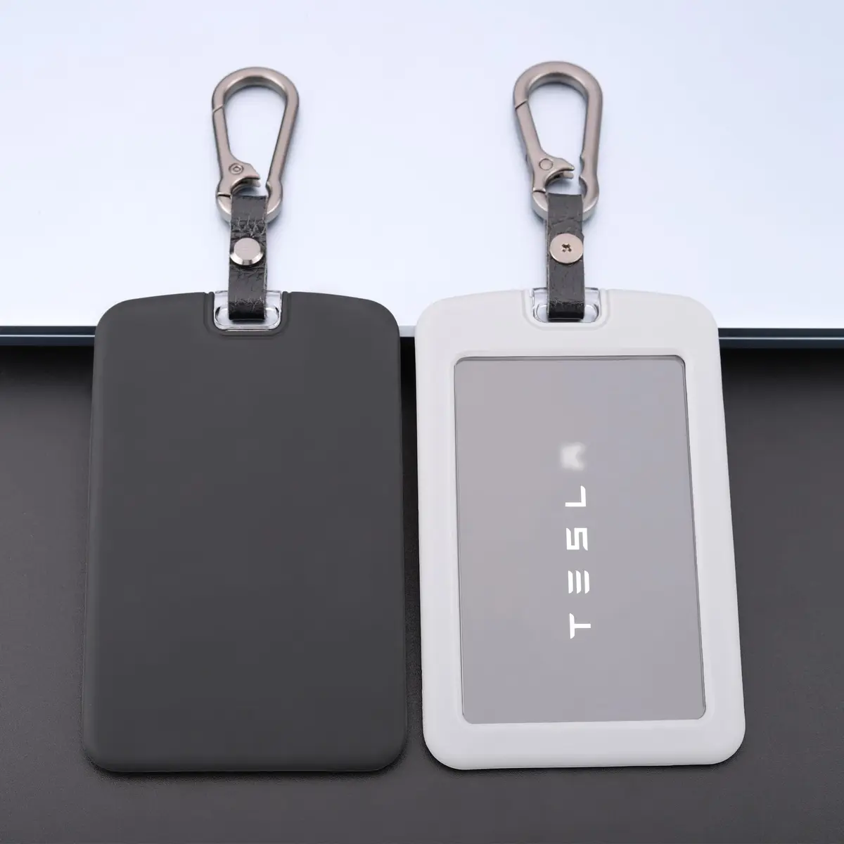TANDRIVE Key Card Holder Case for Tesla Model Y Model 3 Cybertruck Rivian | Silicone & Plastic, 2 Pack - main product image