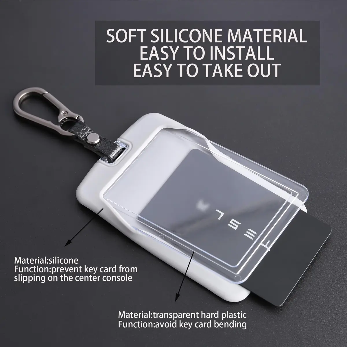 TANDRIVE Key Card Holder Case for Tesla Model Y Model 3 Cybertruck Rivian | Silicone & Plastic, 2 Pack - view 4