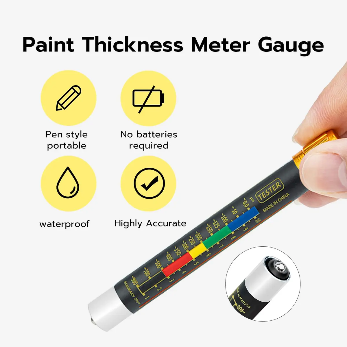Mcbazel Paint Thickness Tester Meter Gauge, Magnetic Car Paint Coating, Waterproof Damage Detector, Used Car Inspection Tool - view 2