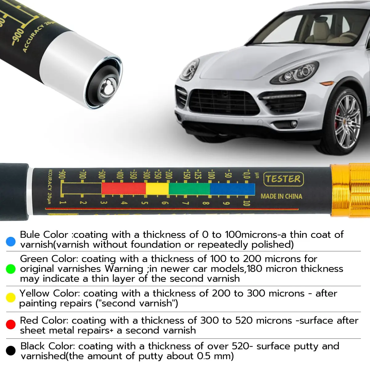 Mcbazel Paint Thickness Tester Meter Gauge, Magnetic Car Paint Coating, Waterproof Damage Detector, Used Car Inspection Tool - view 3