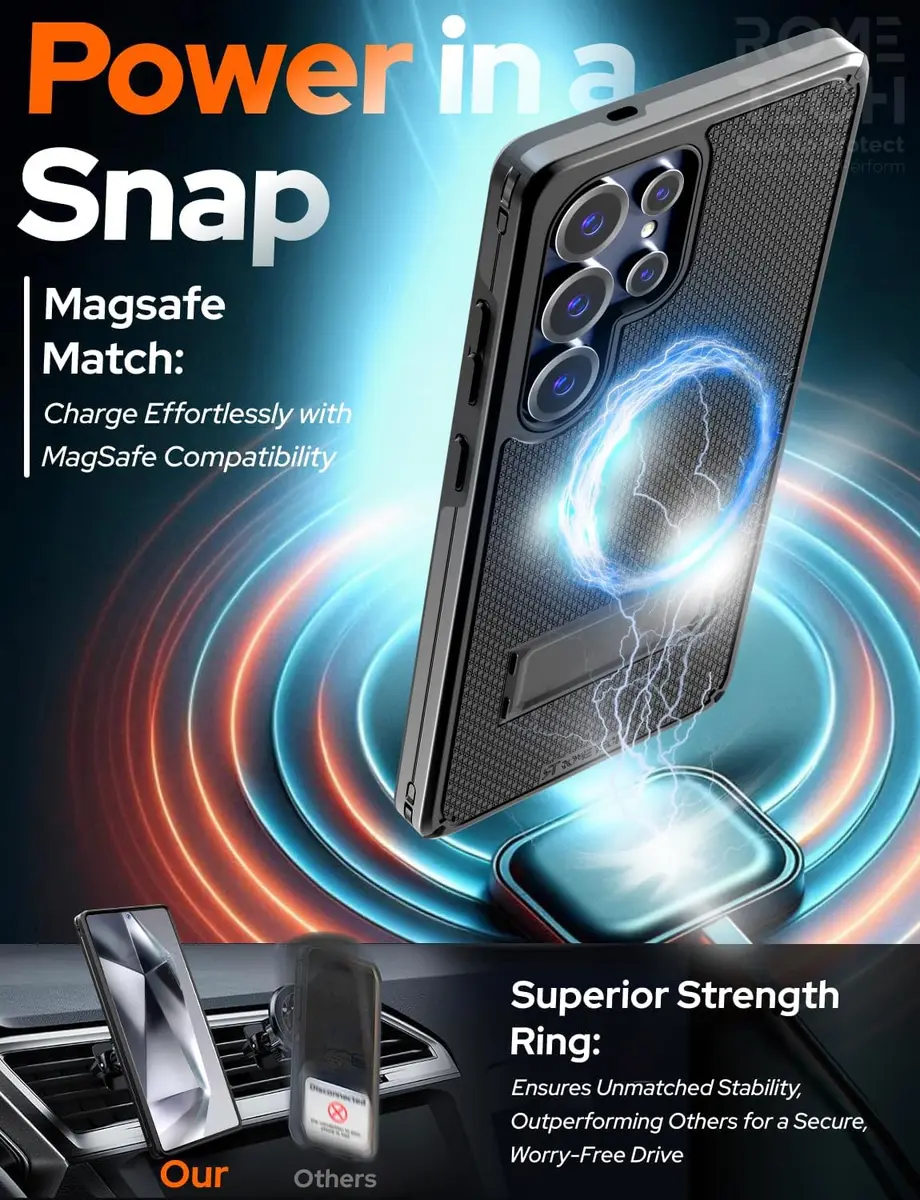 Rome Tech Designed for Samsung Galaxy S25 Ultra Case with Belt Clip Holster | Shockproof & Full Body Defender - view 3