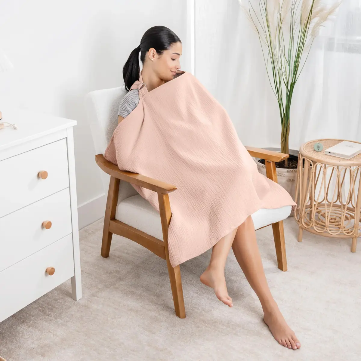 Comfy Cubs Muslin Nursing Cover Blush | Soft & Breathable Baby Nursing Scarf with Adjustable Neck Strap - view 2