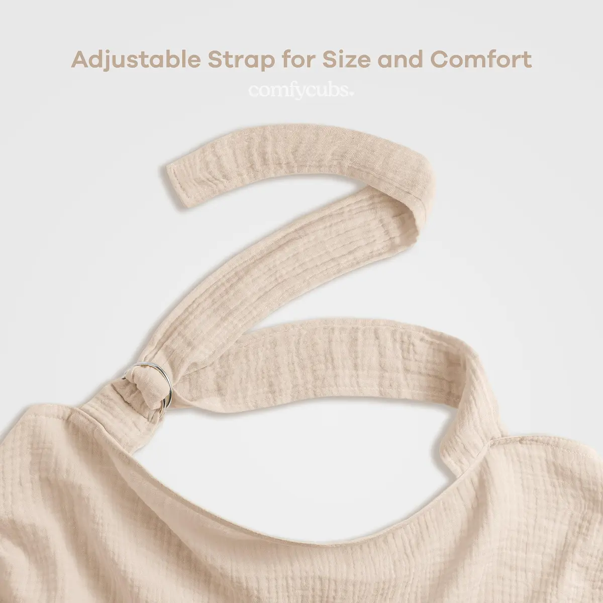 Comfy Cubs Muslin Nursing Cover Sand | Soft & Breathable Baby Nursing Scarf with Adjustable Neck Strap - Portable, Lightweight & Privacy Breast Feeding Cover - view 3