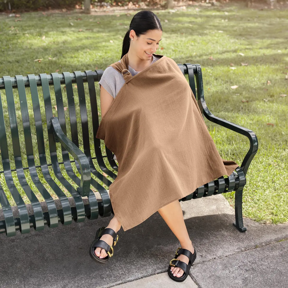 Comfy Cubs Muslin Nursing Cover Cedar | Soft & Breathable 100% Muslin Cotton for Breastfeeding - view 5