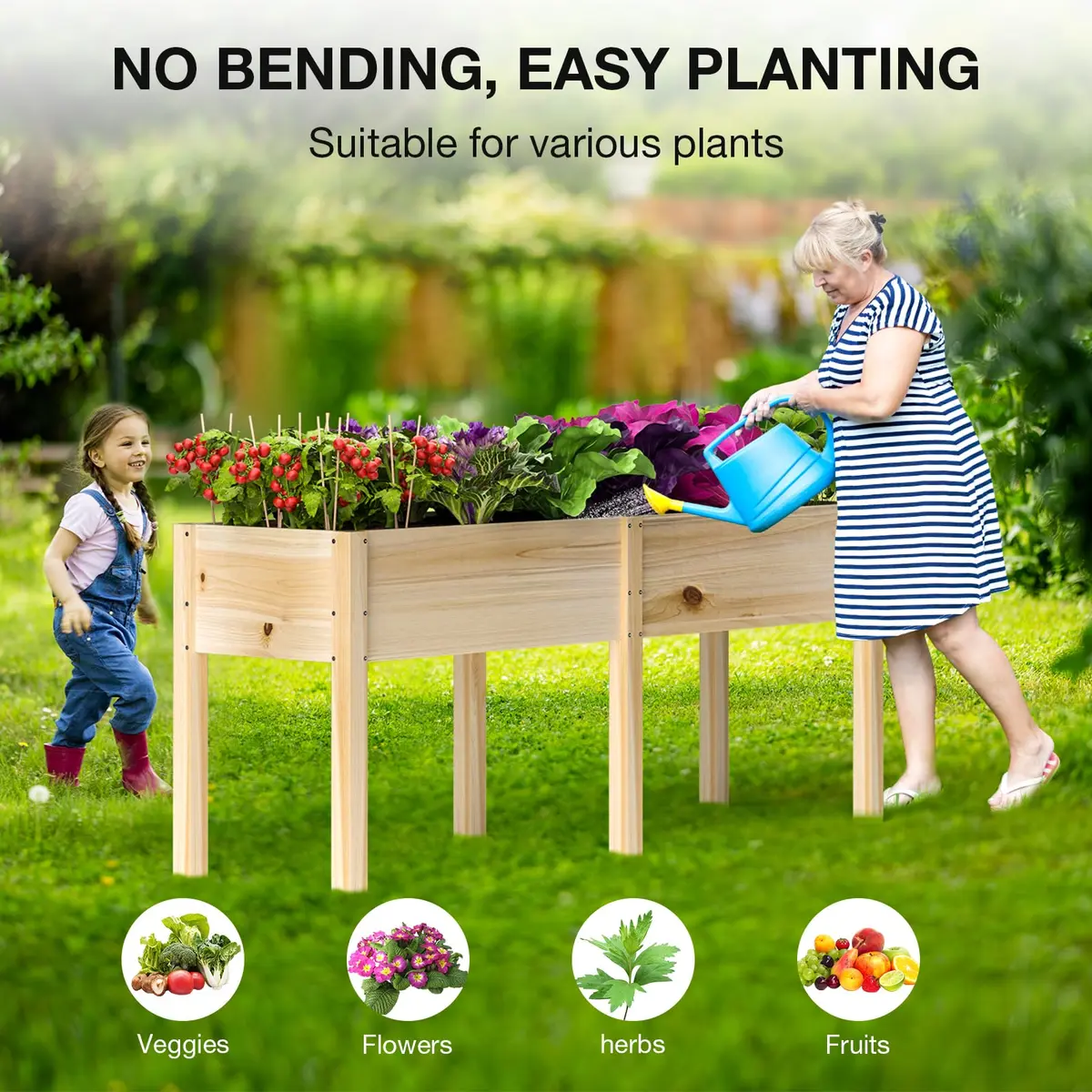 MIXC 333lbs Capacity Wooden Raised Garden Bed with Legs | Elevated Outdoor Planter for Vegetables & Herbs - view 5