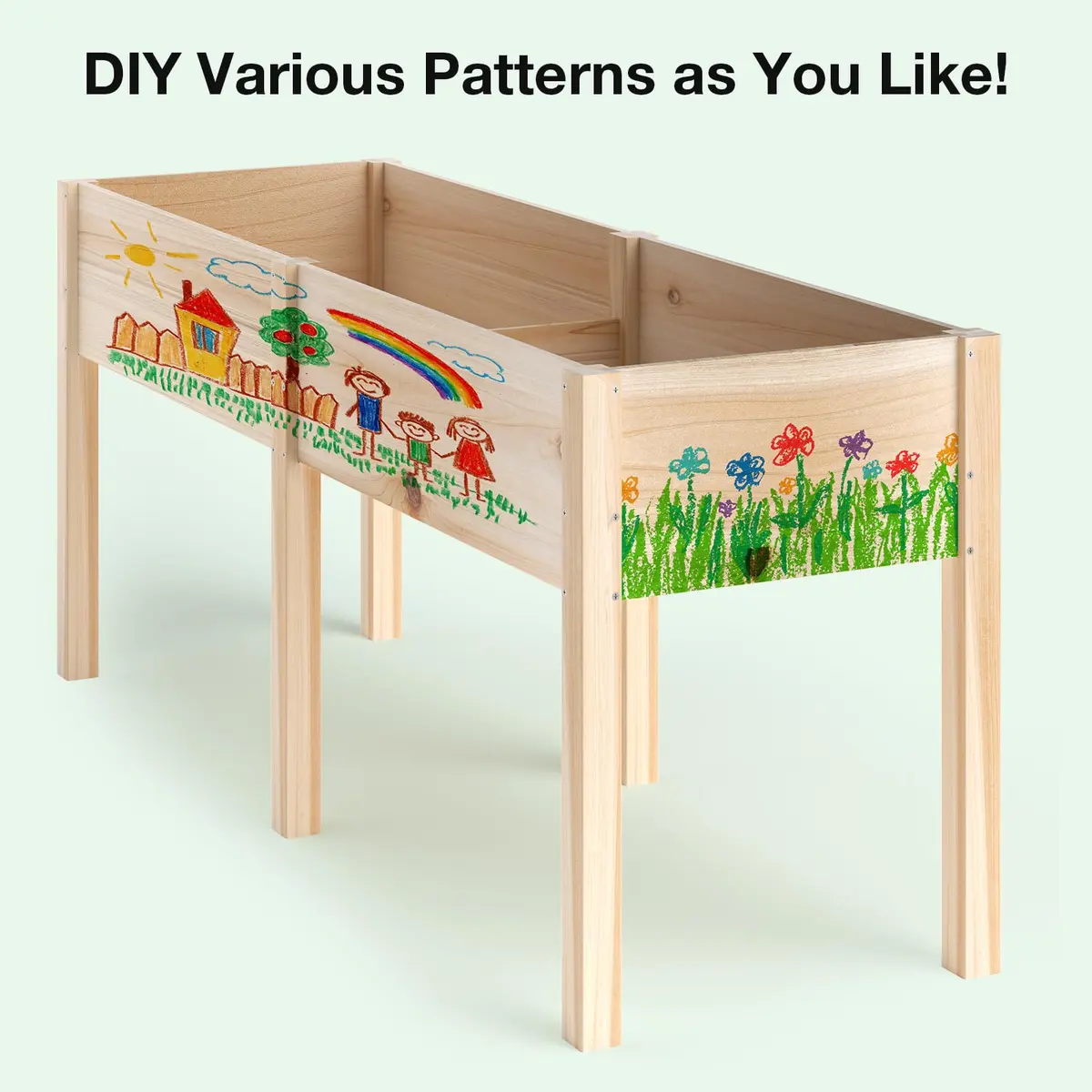 MIXC 333lbs Capacity Wooden Raised Garden Bed with Legs | Elevated Outdoor Planter for Vegetables & Herbs - view 6