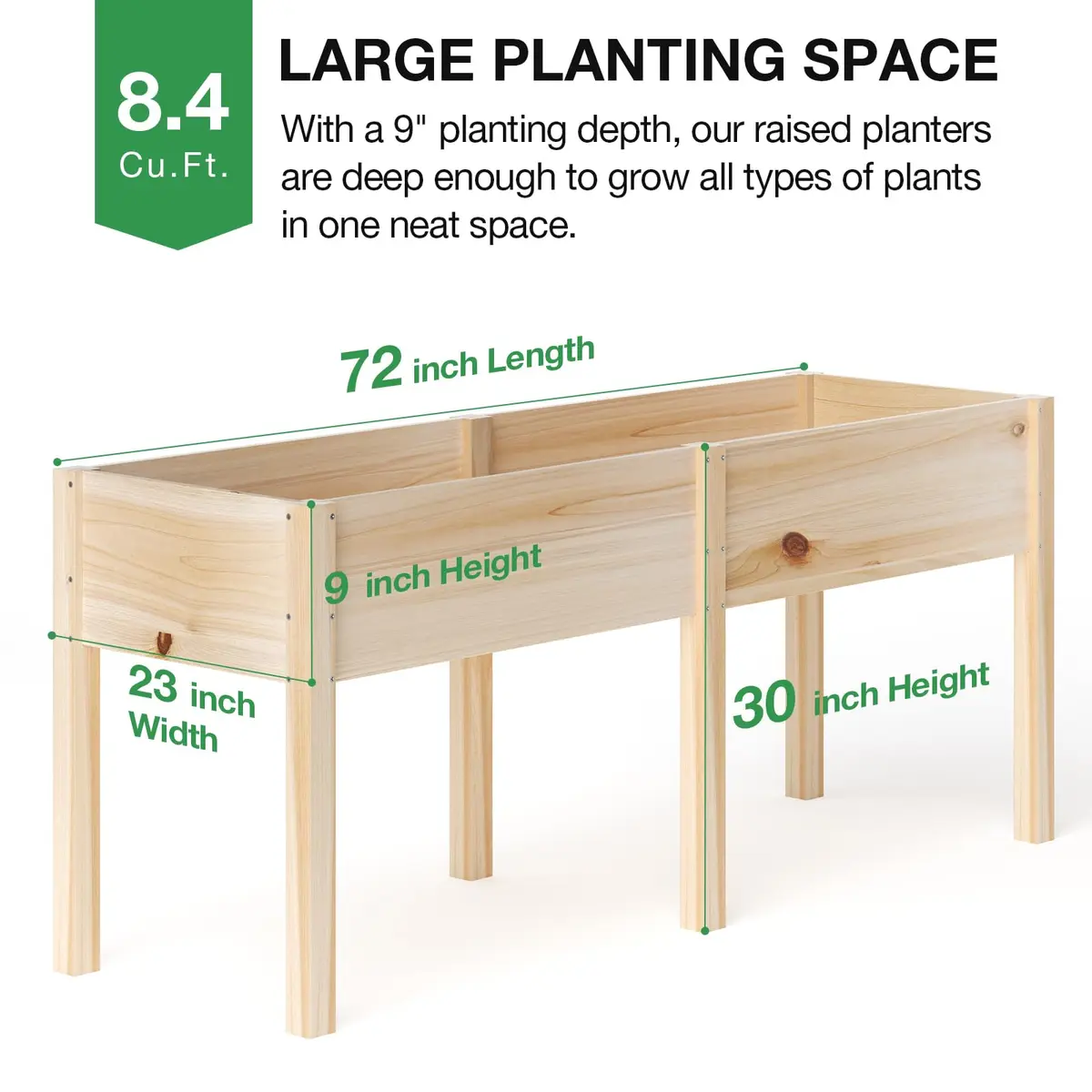 MIXC 333lbs Capacity Wooden Raised Garden Bed with Legs | Elevated Outdoor Planter for Vegetables & Herbs - view 2