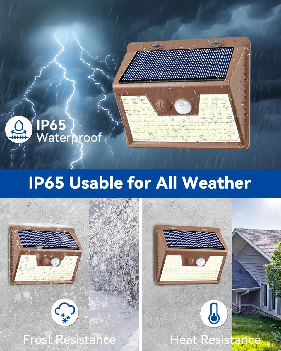 Peasur Solar Lights Outdoor Motion Sensor Waterproof 6 Pack | 140 LED Brown Solar Fence Light - view 6