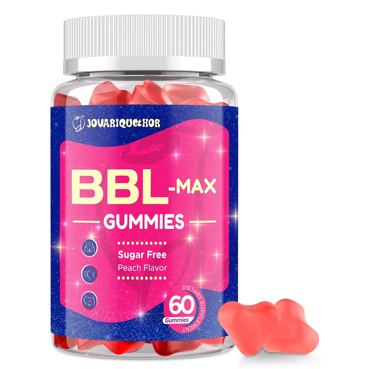 Jovariquethor Booty Gummies for Women - Peach Flavor | Multivitamins & Herbal Extracts for BBL Support - main product image