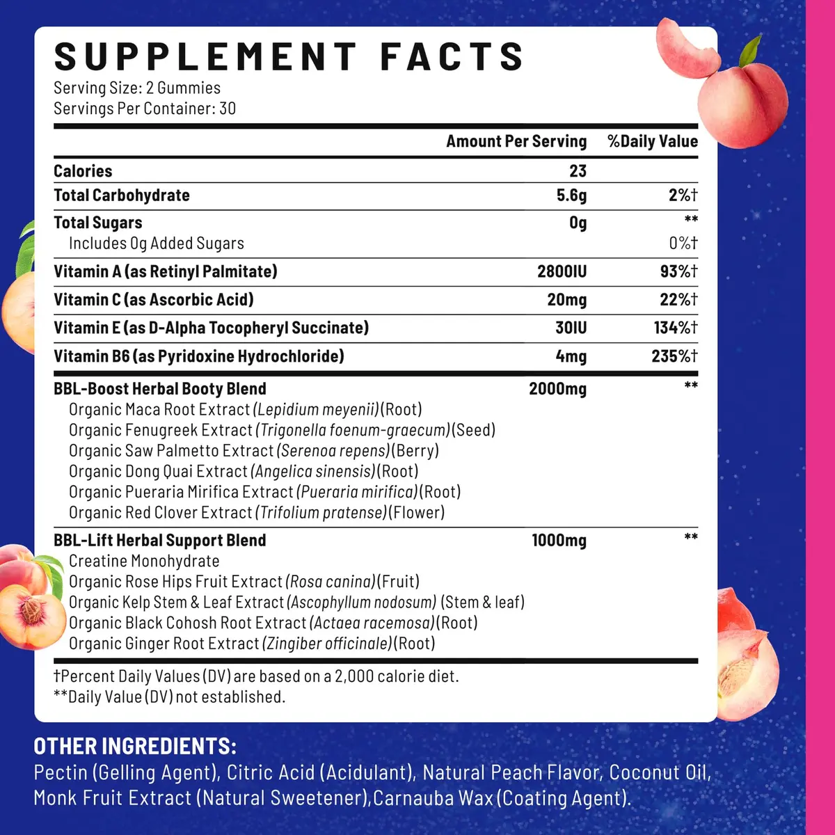 Jovariquethor Booty Gummies for Women - Peach Flavor | Multivitamins & Herbal Extracts for BBL Support - view 7