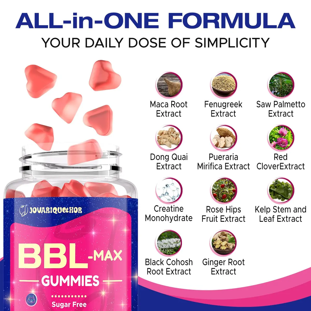 Jovariquethor Booty Gummies for Women - Peach Flavor | Multivitamins & Herbal Extracts for BBL Support - view 2