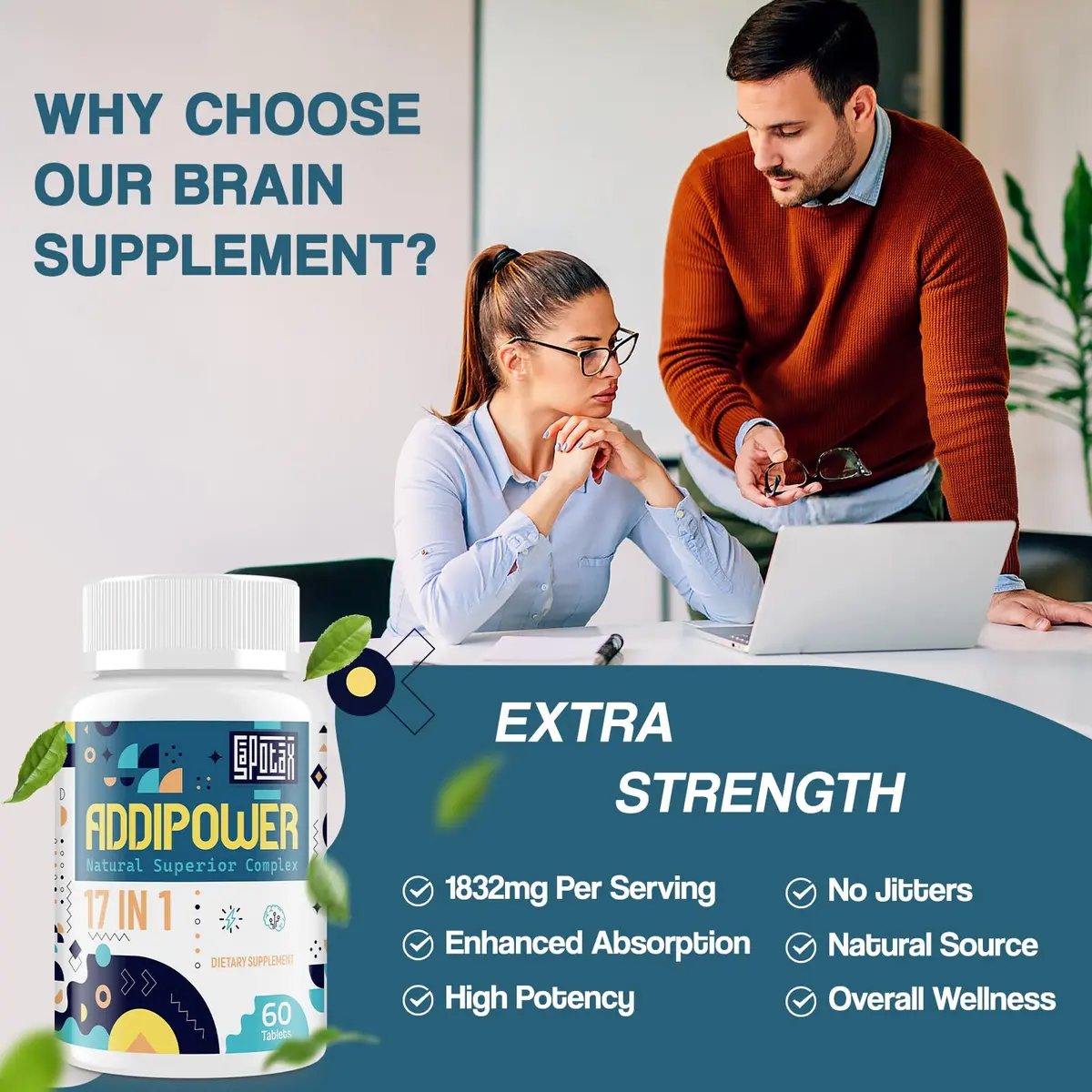 Sapotax 17-in-1 Brain Supplement for Memory & Focus | Nootropic with Herbal Extracts, Vitamins & Amino Acids (120 Tablets) - view 6
