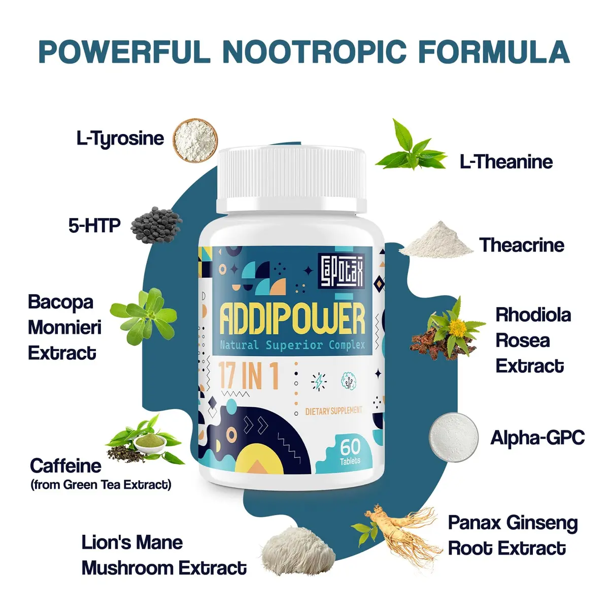 Sapotax 17-in-1 Brain Supplement for Memory & Focus | Nootropic with Herbal Extracts, Vitamins & Amino Acids (120 Tablets) - view 3