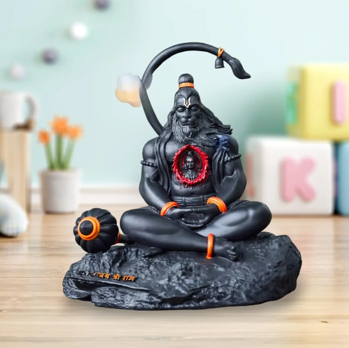 Blessing BUDDHA Hanuman Idol for Car Dashboard Ramlalla Small Statue 10 cm (4 in) | Spiritual Car Decor - view 2