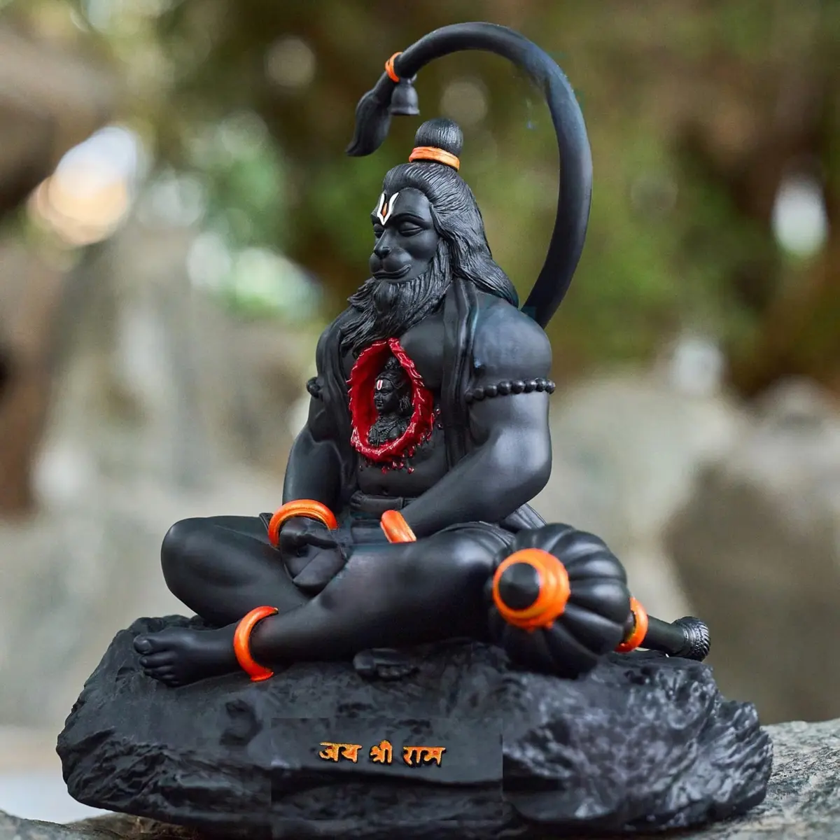 Blessing BUDDHA Hanuman Idol for Car Dashboard Ramlalla Small Statue 10 cm (4 in) | Spiritual Car Decor - view 4