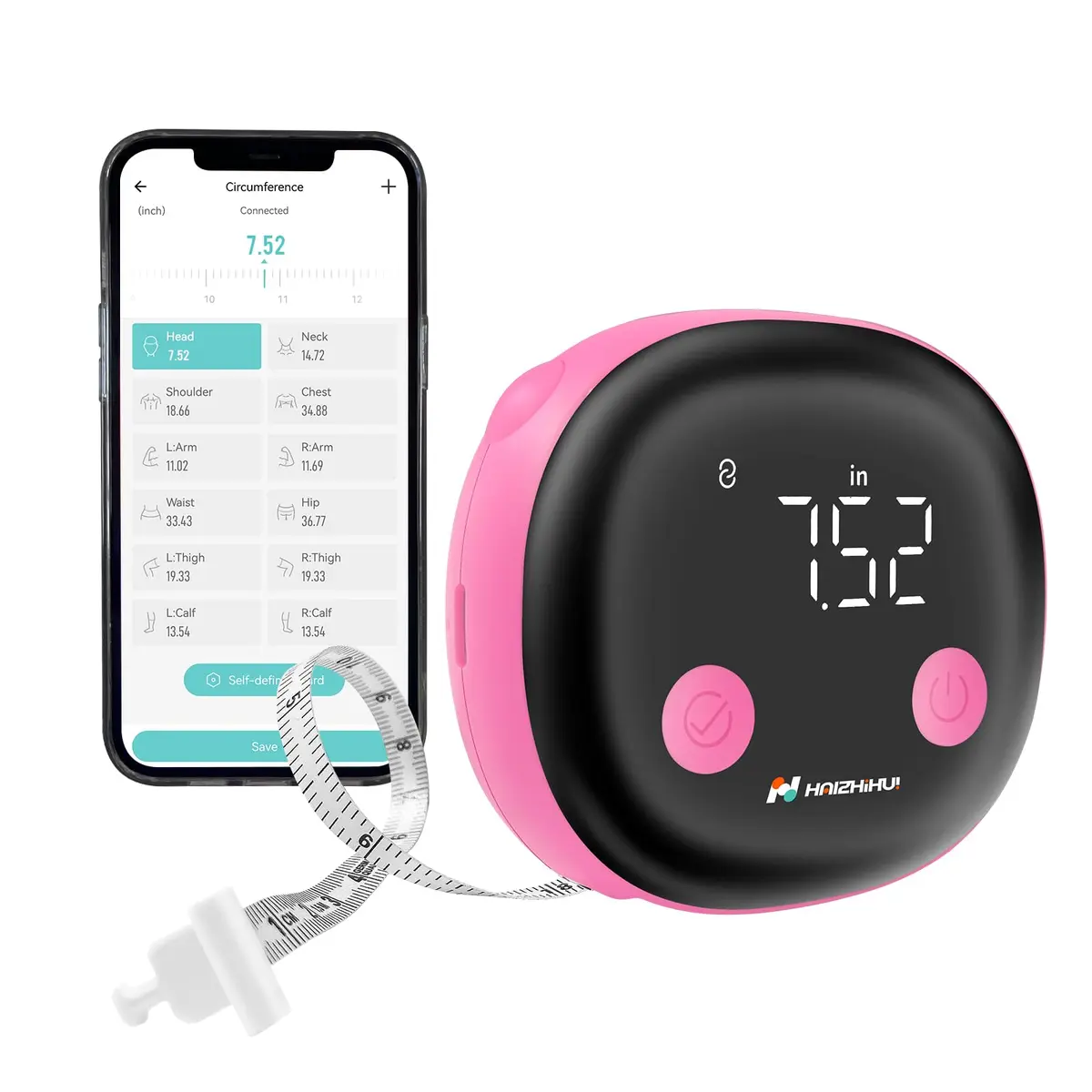 HAIZHIHUI Body Tape Measure Bluetooth Digital with LED Type-C | Accurate Body Data - main product image