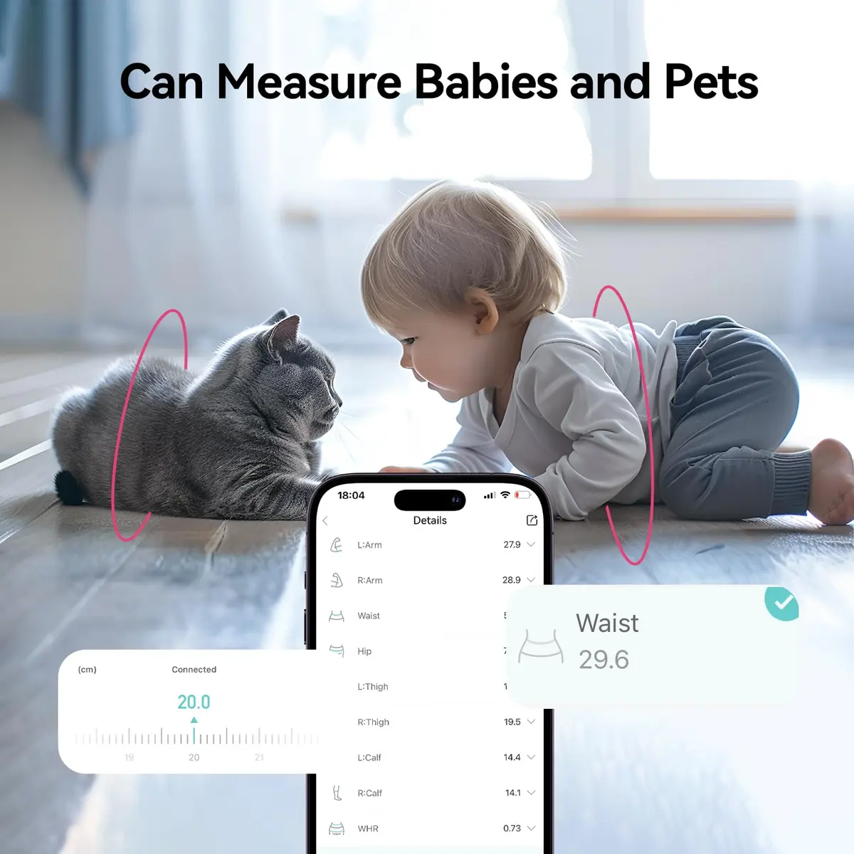 HAIZHIHUI Body Tape Measure Bluetooth Digital with LED Type-C | Accurate Body Data - view 7
