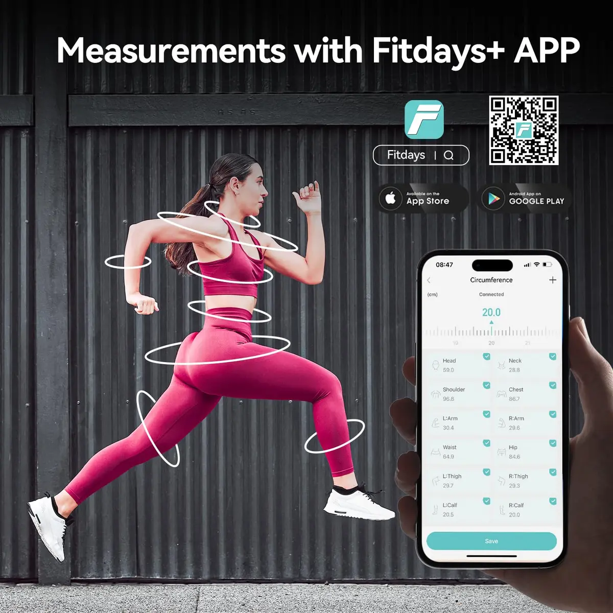 HAIZHIHUI Body Tape Measure Bluetooth Digital with LED Type-C | Accurate Body Data - view 4