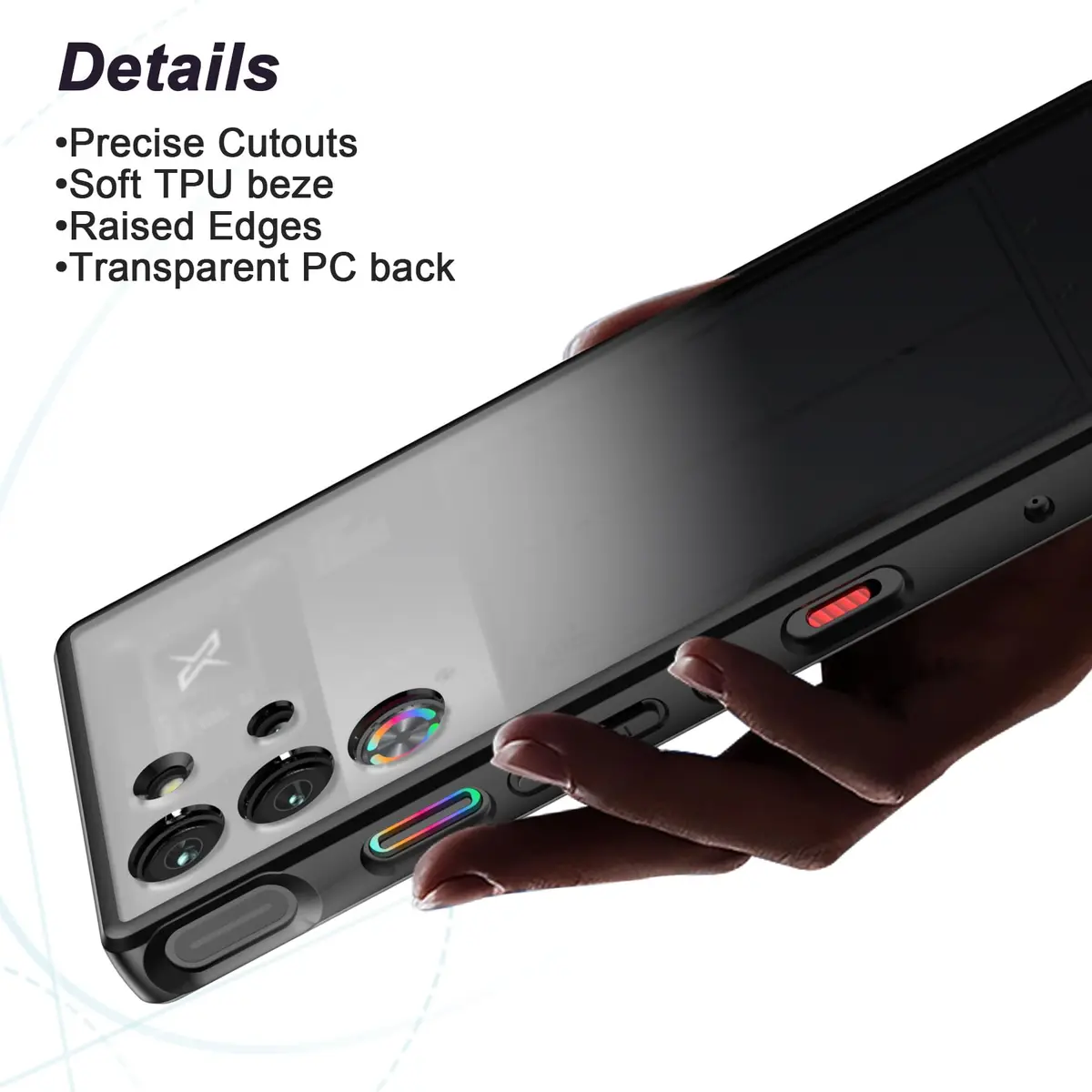 Foluu Slim Fit Case for ZTE Nubia Red Magic 10 Pro/Pro+ 2024 | Translucent Matte PC Back & TPU Bumper Protective Case - view 3