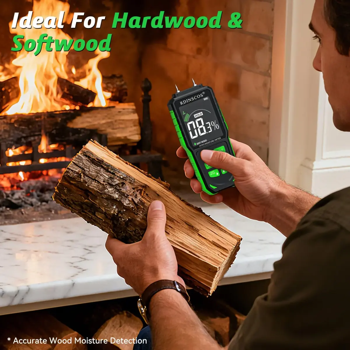RDINSCOS Pin-Type Moisture Meter for Wood, Walls & Hardwood | 5.7%-56.1% Wood Range - view 5