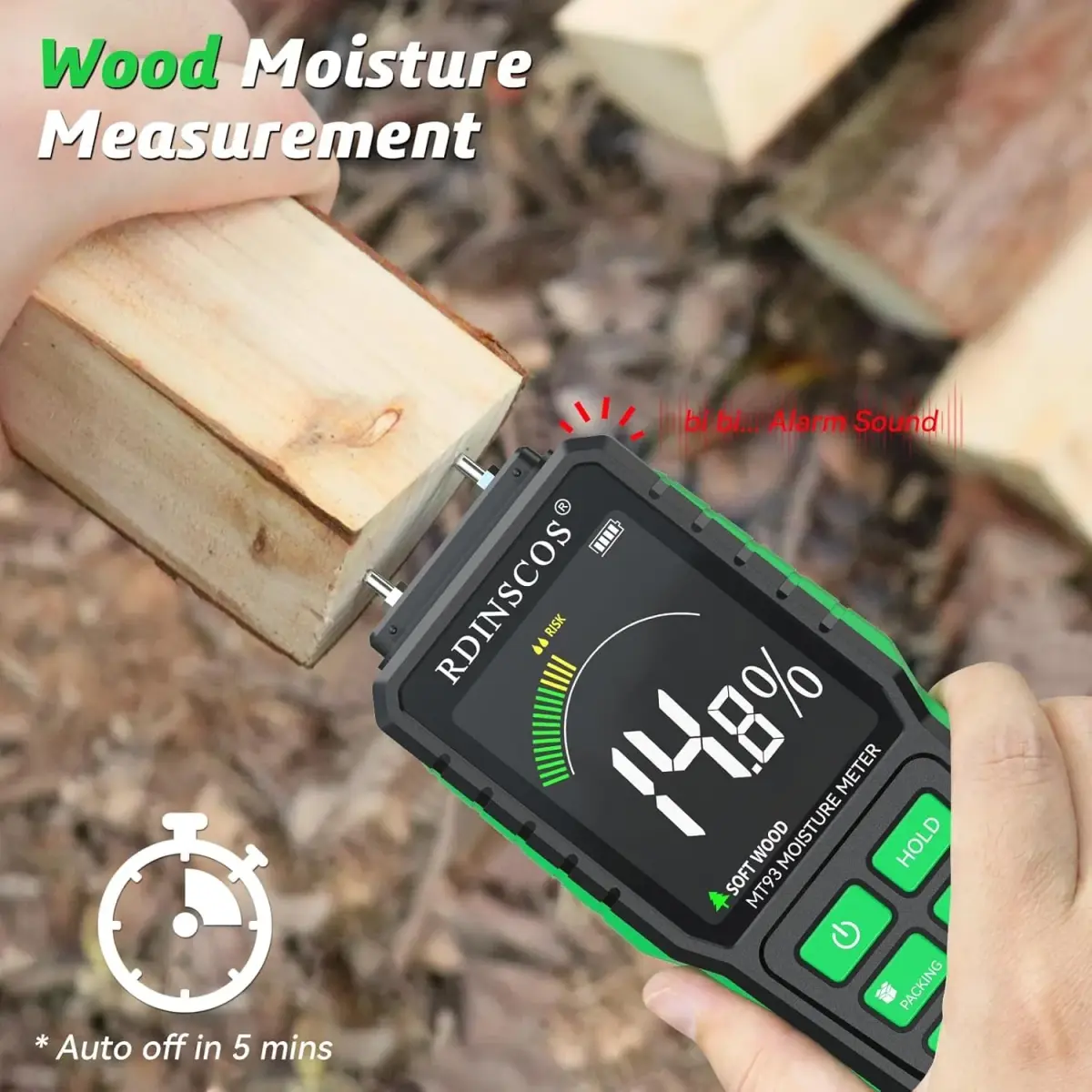 RDINSCOS Pin-Type Moisture Meter for Wood, Walls & Hardwood | 5.7%-56.1% Wood Range - view 4