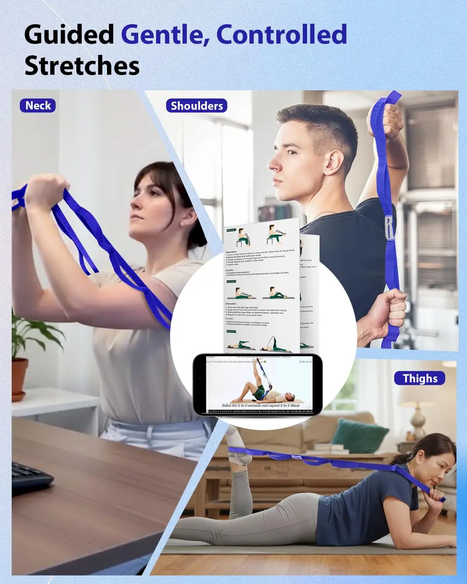 Trideer Stretching Strap with Loops & Leg Lifter 75 Inch (190.5 cm) | Non-Elastic PT-Style Physical Therapy Strap for Rehab, Hamstring, Calf & Back Stretcher Mobility - view 6