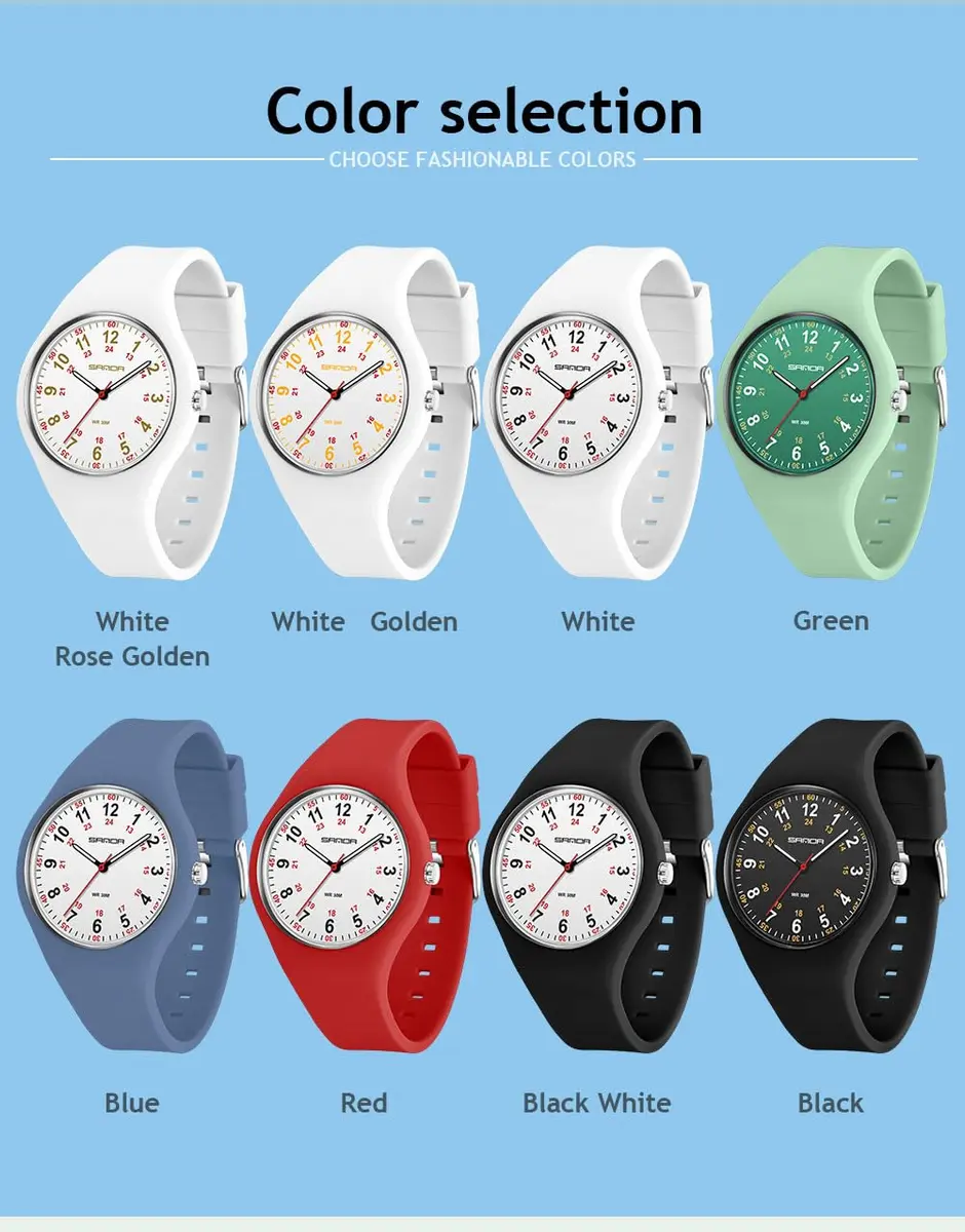 MASTOP Nurse Doctor Student Watch for Women and Men Waterproof Sports Watch with Easy-to-Read Luminous Dial 24-Hour Format Soft Silicone Strap (White Rose Gold) | Waterproof 3ATM - view 9