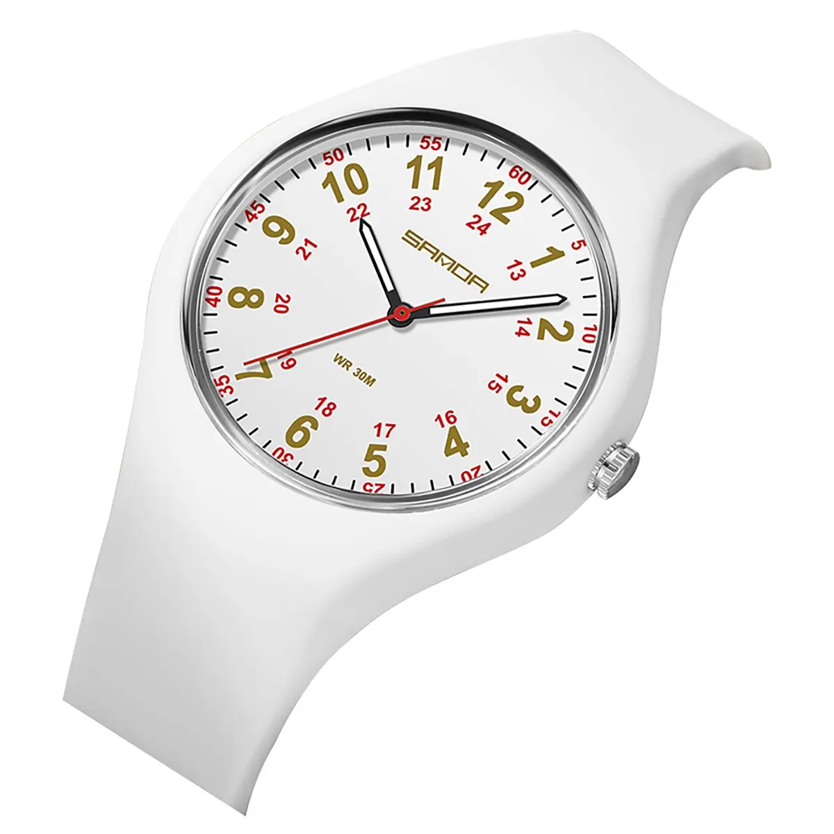 MASTOP Nurse Doctor Student Watch for Women and Men Waterproof Sports Watch with Easy-to-Read Luminous Dial 24-Hour Format Soft Silicone Strap (White Rose Gold) | Waterproof 3ATM - view 2