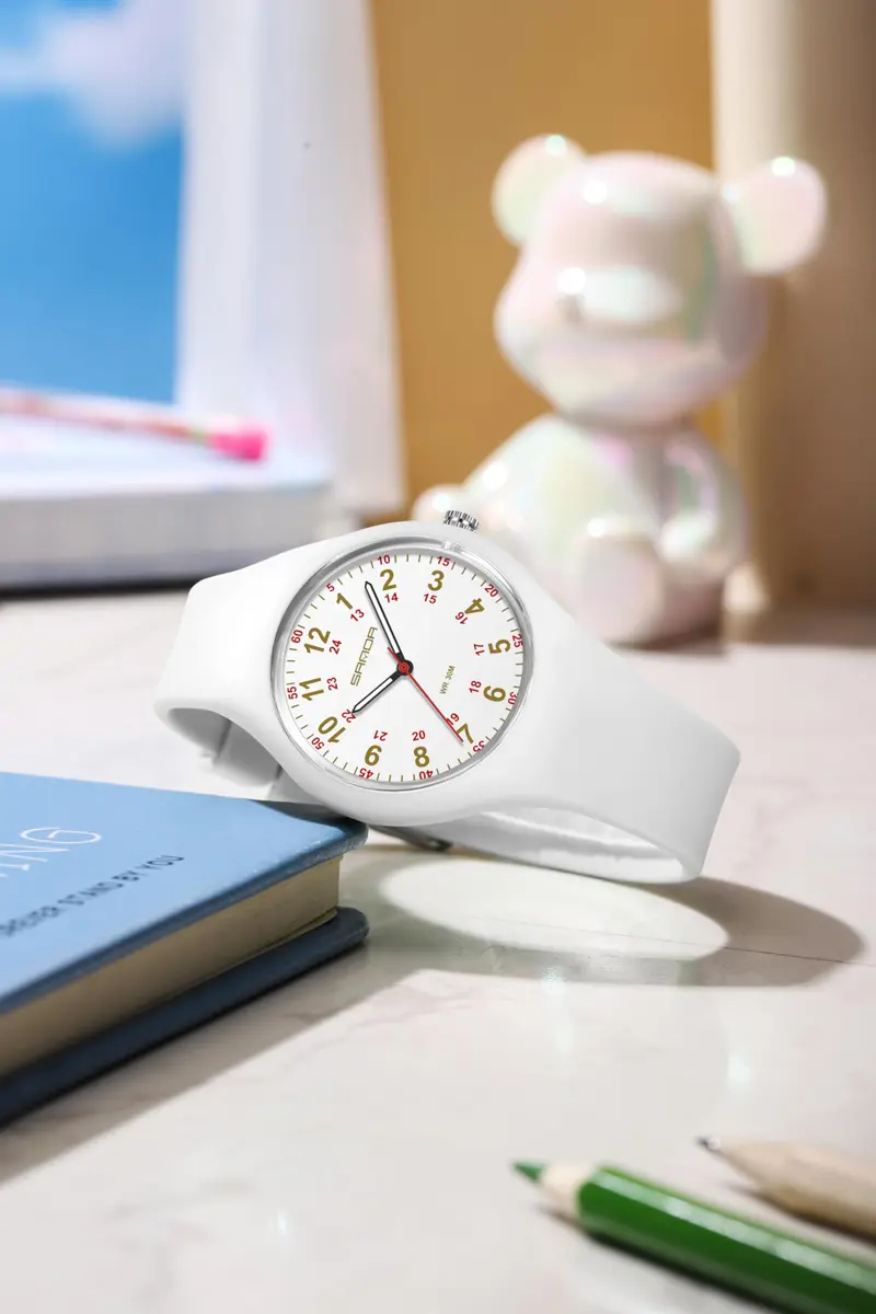 MASTOP Nurse Doctor Student Watch for Women and Men Waterproof Sports Watch with Easy-to-Read Luminous Dial 24-Hour Format Soft Silicone Strap (White Rose Gold) | Waterproof 3ATM - view 3