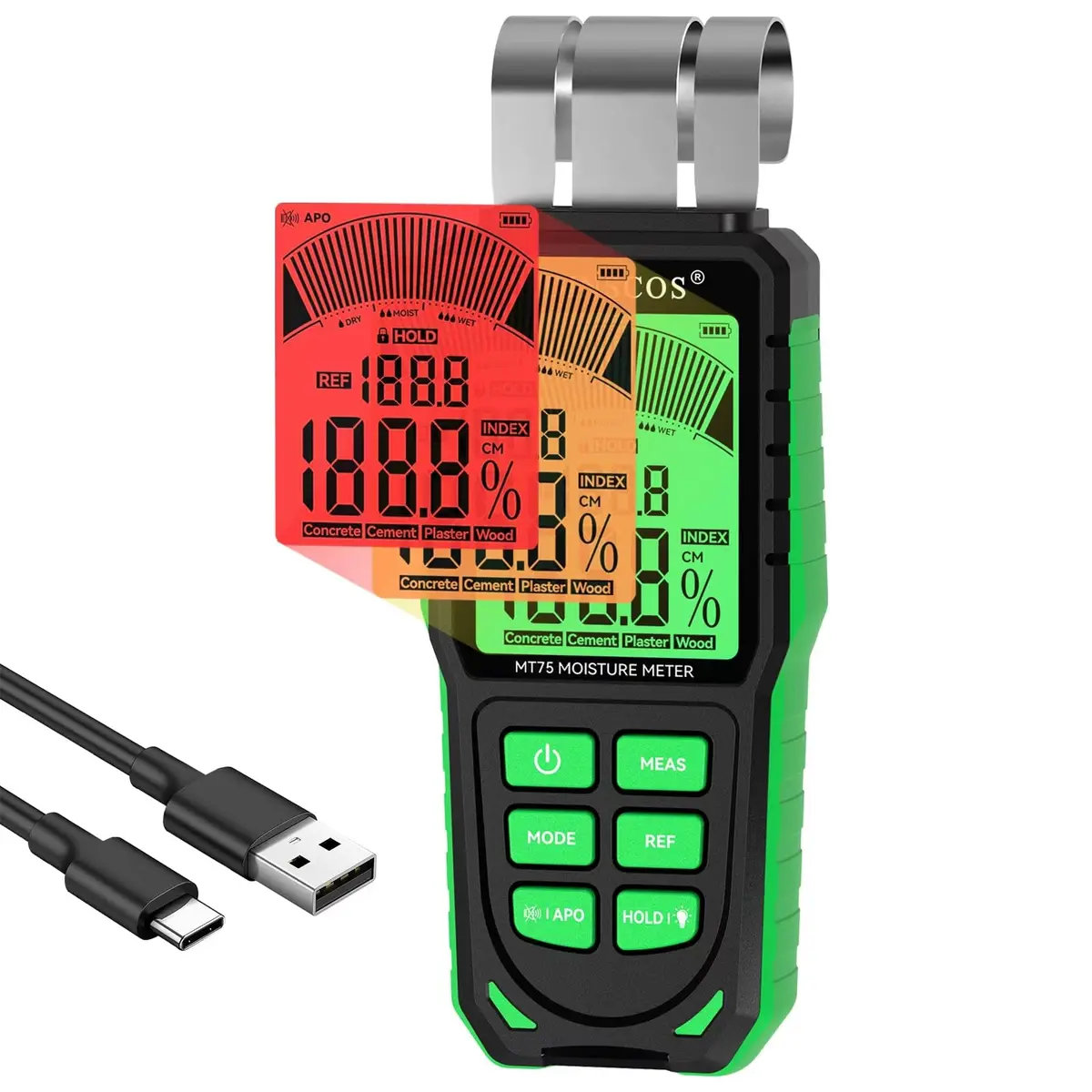 RDINSCOS Pinless Moisture Meter Non-Invasive Digital Moisture Detector | Accurate, Surface Scanning Tool for Wood & Walls - main product image