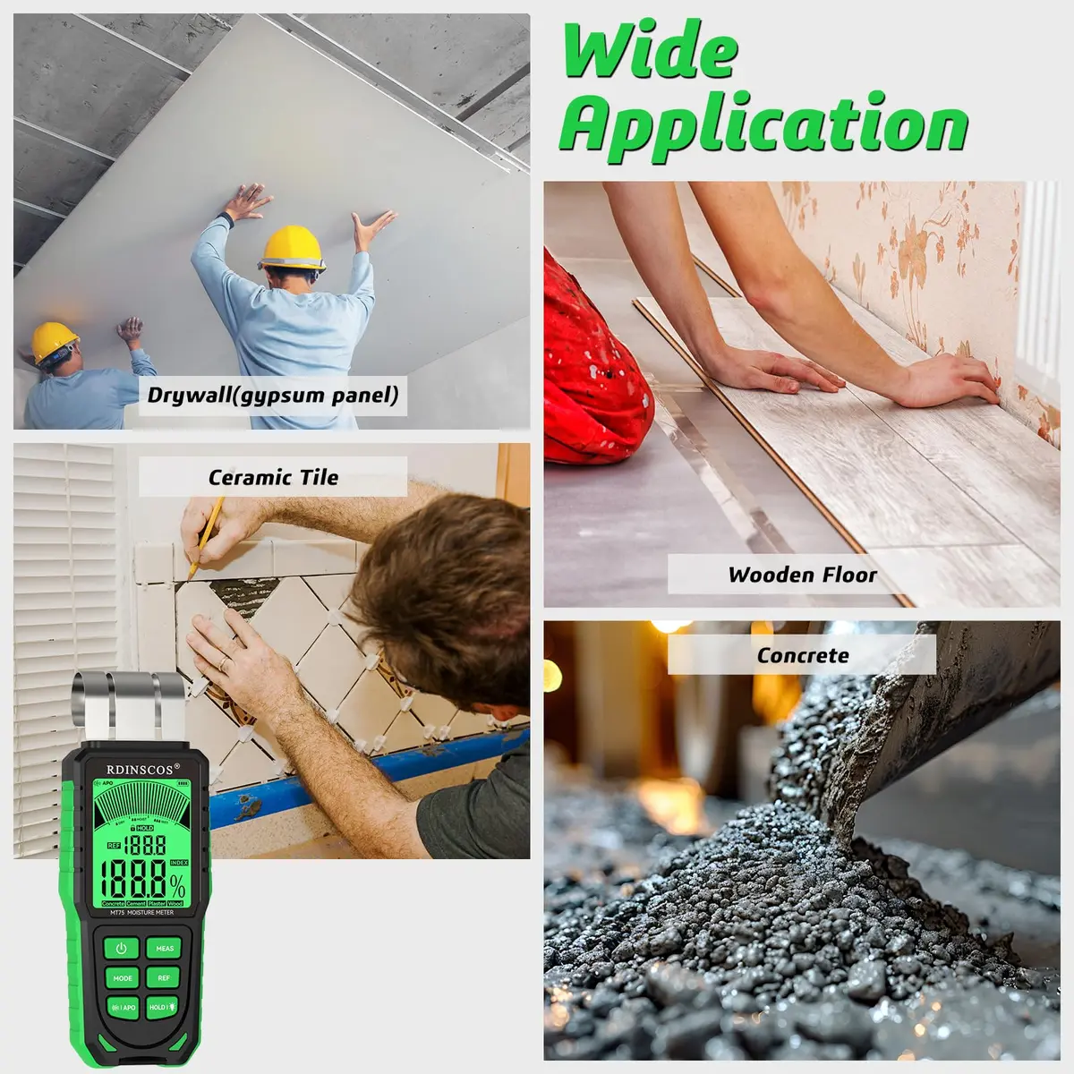 RDINSCOS Pinless Moisture Meter Non-Invasive Digital Moisture Detector | Accurate, Surface Scanning Tool for Wood & Walls - view 5