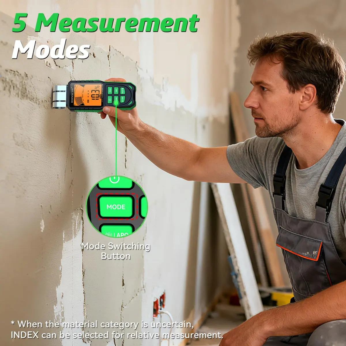 RDINSCOS Pinless Moisture Meter Non-Invasive Digital Moisture Detector | Accurate, Surface Scanning Tool for Wood & Walls - view 2