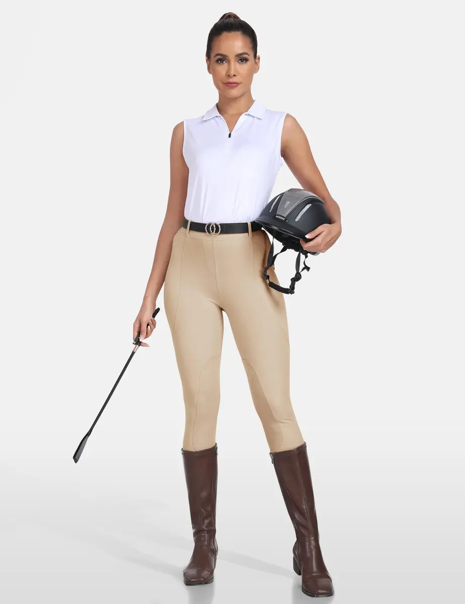 MoFiz Women's Horse Riding Pants with Zipper Pockets | Full Seat Silicone Grip Breeches for Women Light Khaki M - view 7