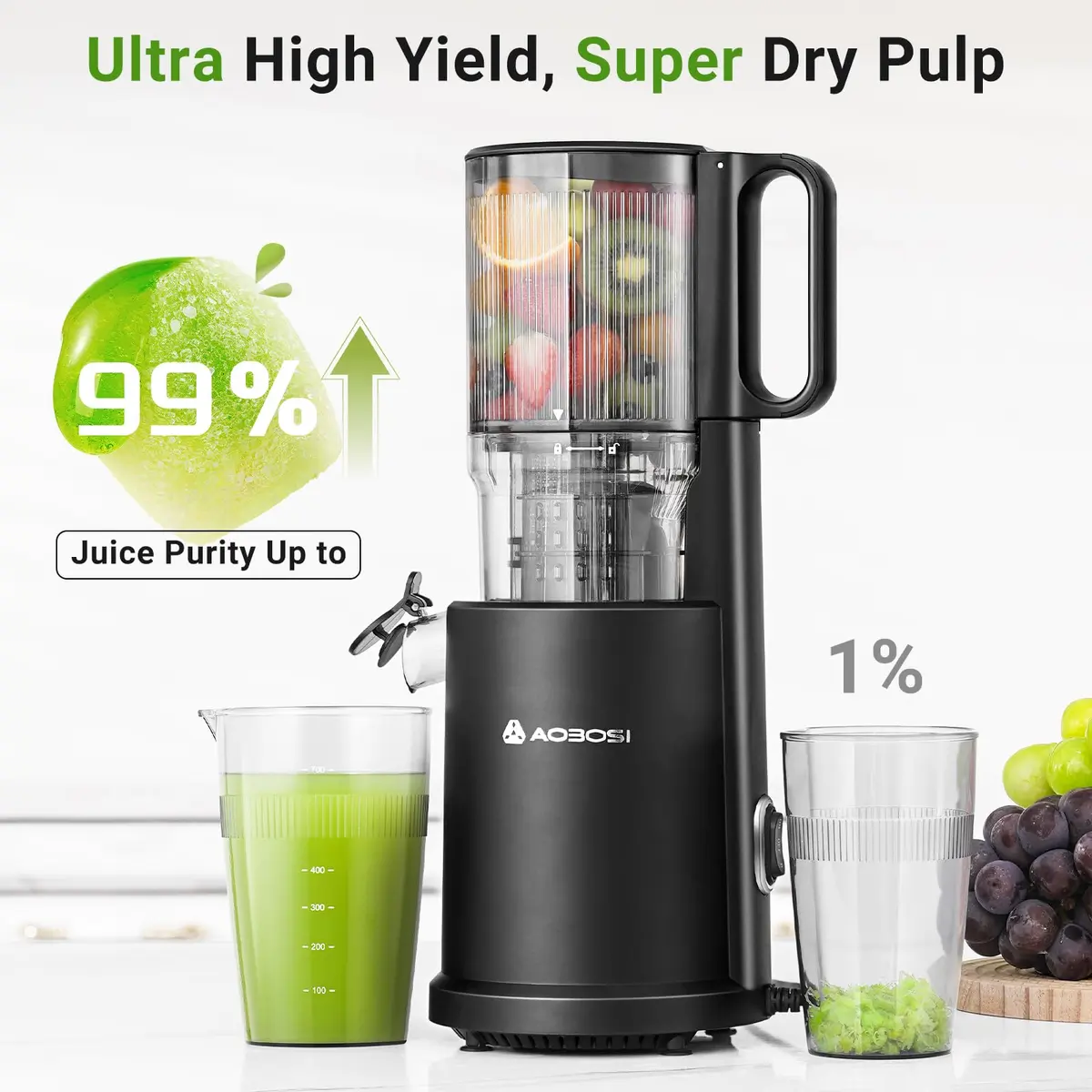 AAOBOSI Slow Cold Press Juicer Machine 54oz | 7-Stage Masticating Technology for Nutrient-Rich Juice - view 6