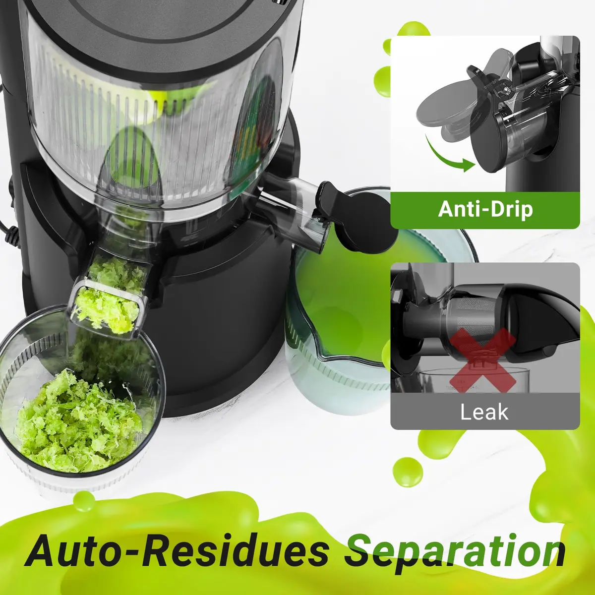 AAOBOSI Slow Cold Press Juicer Machine 54oz | 7-Stage Masticating Technology for Nutrient-Rich Juice - view 7