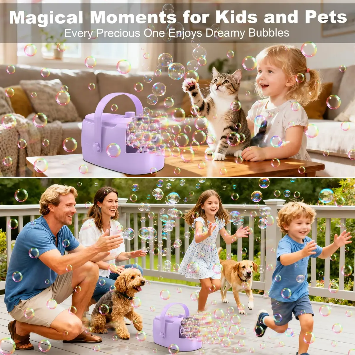 Zerhunt Automatic Bubble Machine Purple | 18000+ Bubbles/Min, Dual Power, Portable - view 9