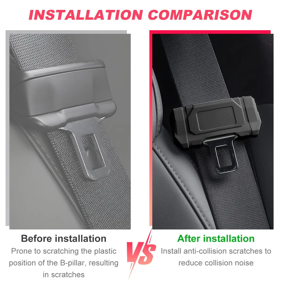 DXNQ Black 2PCS Silicone Seat Belt Buckle Covers | Universal Fit for Cars, Trucks, SUVs - view 3