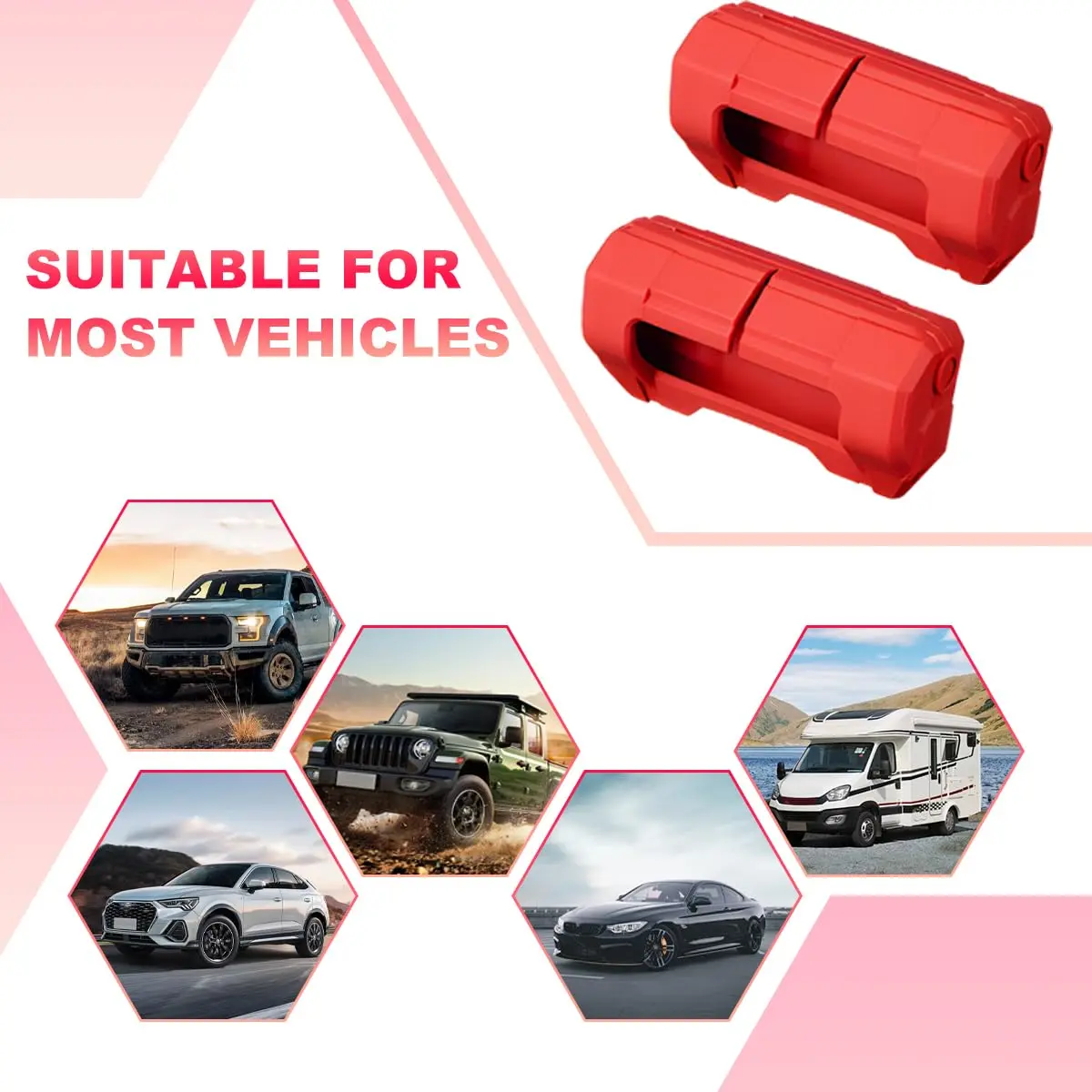 DXNQ Car Seat Belt Buckle Covers 2PCS | Anti-Scratch Silicone Protector for SUV, Van, Truck (Red) - view 6