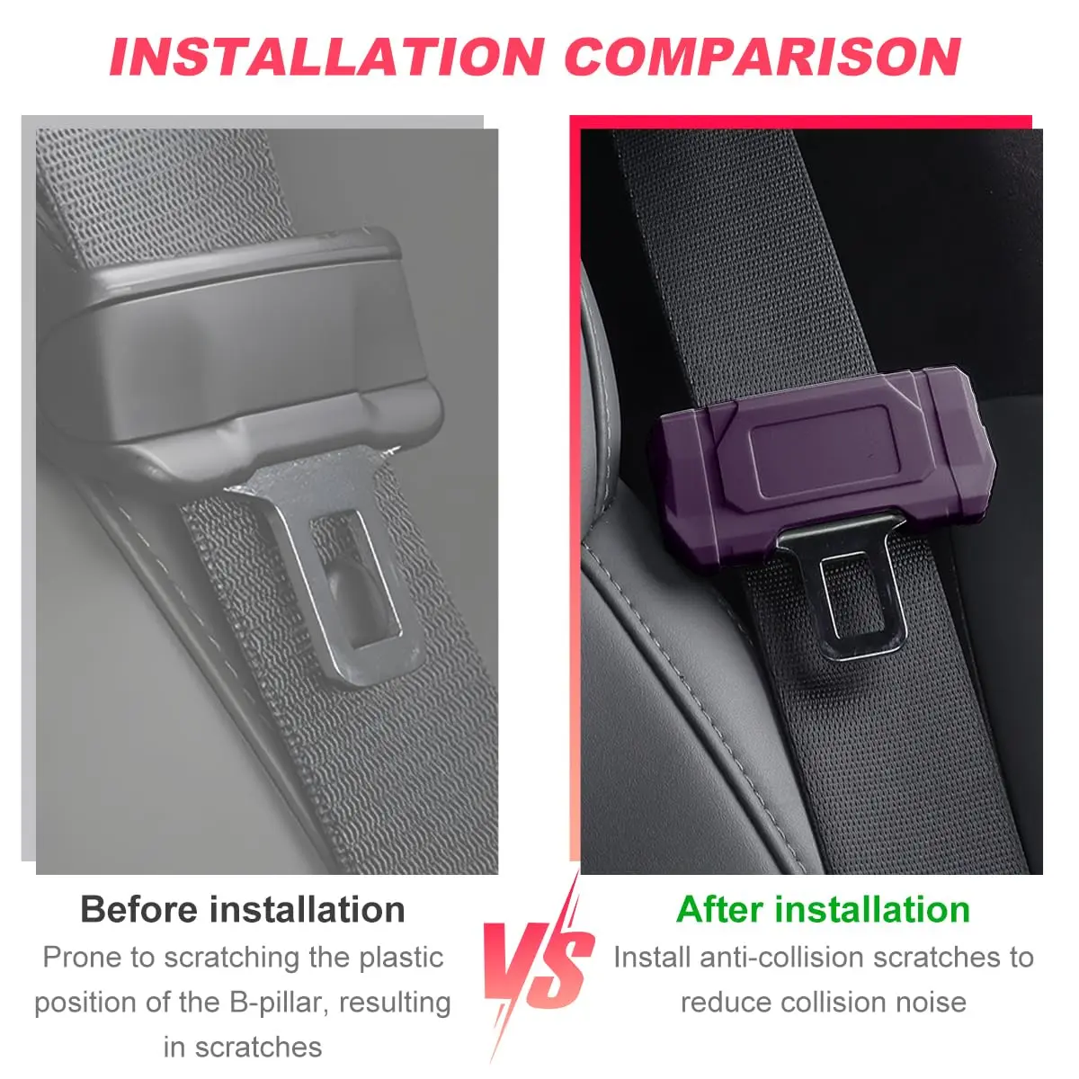 DXNQ Purple 2PCS Silicone Seat Belt Buckle Covers | Anti-Scratch Protective Sleeve for Cars, Vans, Trucks, SUVs - view 3