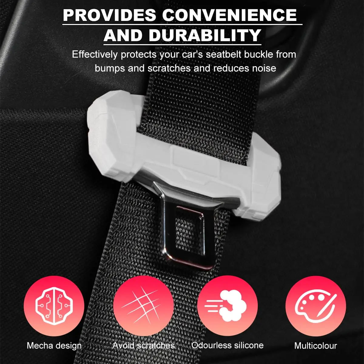 DXNQ 2PCS Car Seat Belt Buckle Covers Silicone Universal Fit | Anti-Scratch & Durable (3.2 × 1.8 × 1.0 inches) - view 4