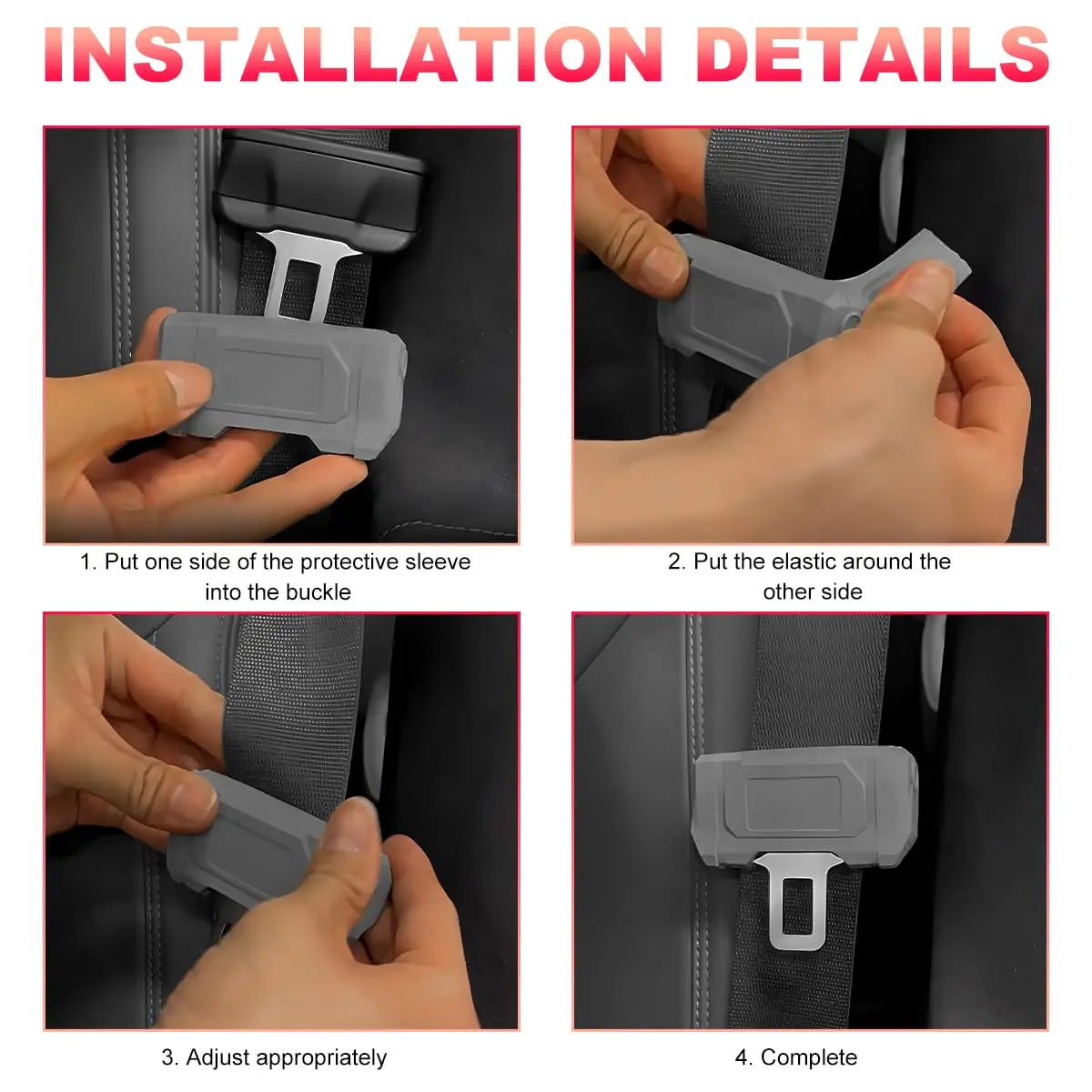 DXNQ 2PCS Car Seat Belt Buckle Covers Silicone Universal Fit | Anti-Scratch & Durable (3.2 × 1.8 × 1.0 inches) - view 5