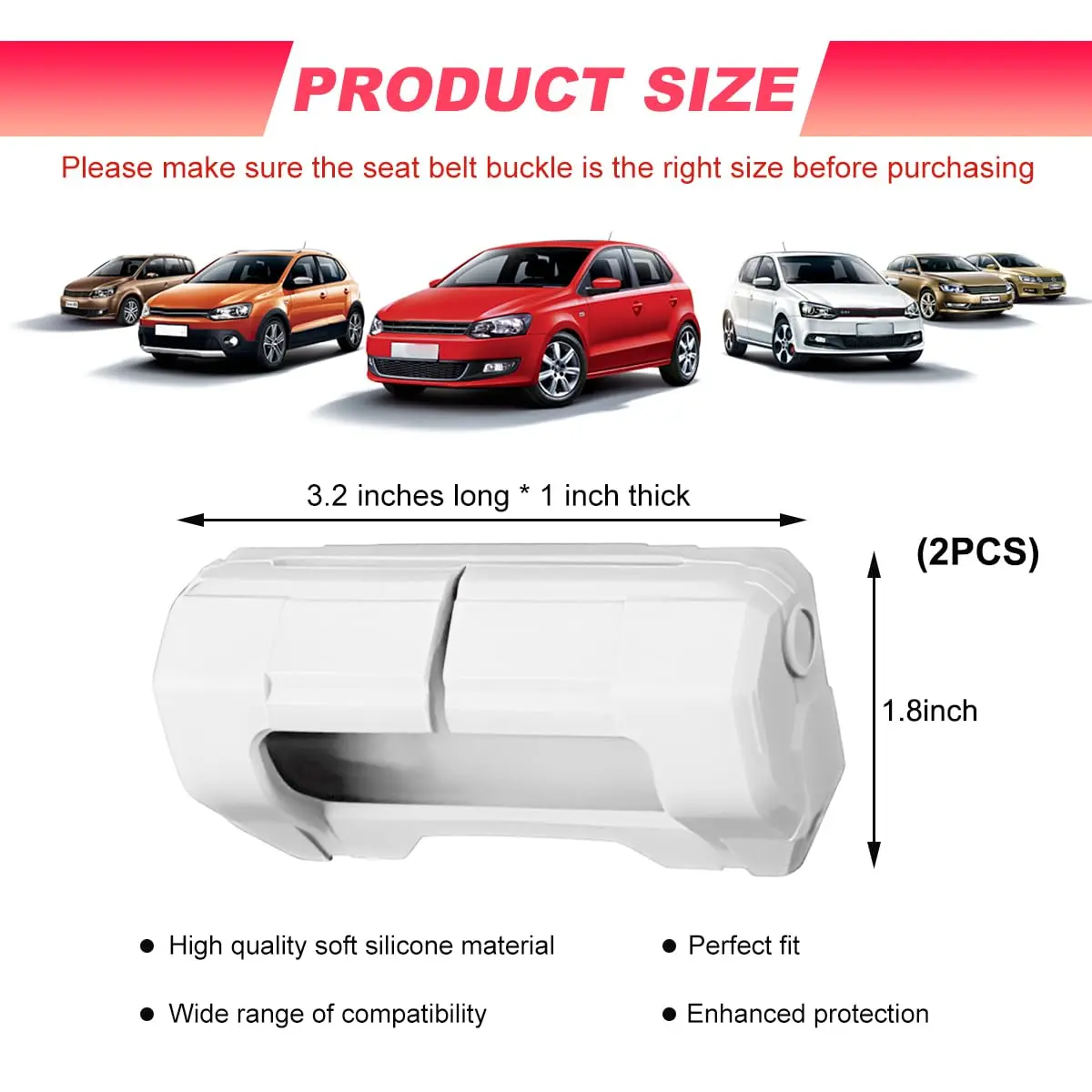 DXNQ 2PCS Car Seat Belt Buckle Covers Silicone Universal Fit | Anti-Scratch & Durable (3.2 × 1.8 × 1.0 inches) - view 2