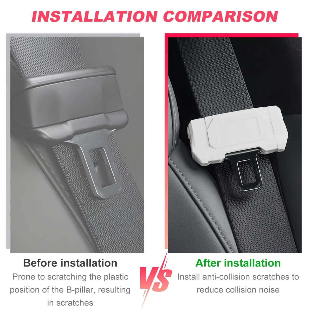 DXNQ 2PCS Car Seat Belt Buckle Covers Silicone Universal Fit | Anti-Scratch & Durable (3.2 × 1.8 × 1.0 inches) - view 3