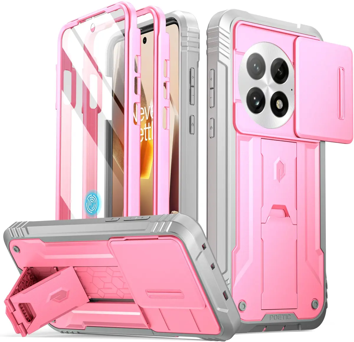 Poetic Revolution Case for OnePlus 13 5G | Full Body Shockproof with Slide Camera Cover & Screen Protector, Pink - main product image