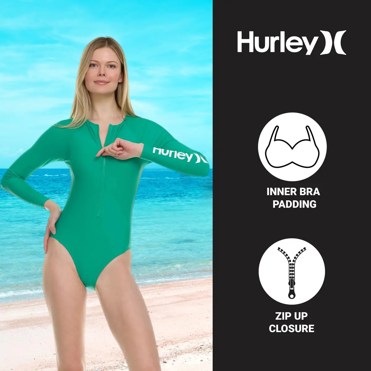 Hurley Women's Long Sleeve Swimsuit UPF 50+ | Sun Protection & Style (70-120 chars) - view 6