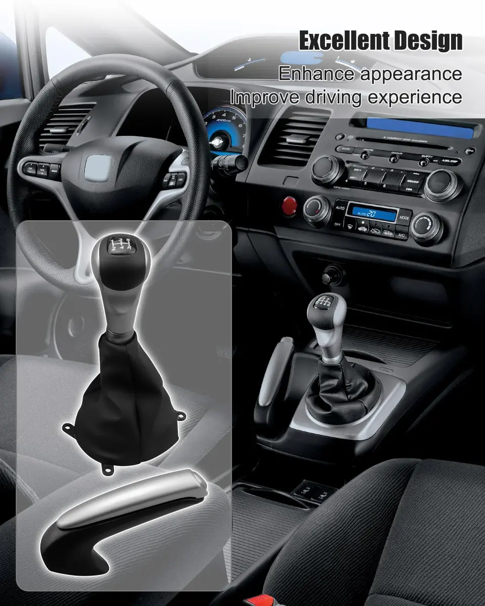 AUGREX 5 Speed Manual Gear Shift Knob Set Fit for Honda Civic 2006-2011 | Complete Interior Upgrade - view 2