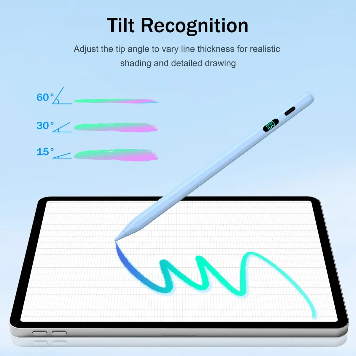 FOJOJO Stylus Pen for iPad 2018-2026 with LED Power Display | Fast Charge & Palm Rejection - view 4