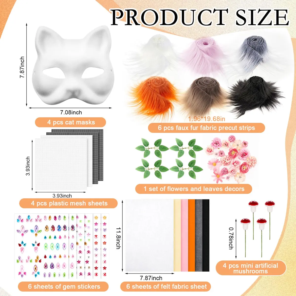 Seenelling 31 Pcs DIY Therian Mask Kit | Blank Cat Mask for Cosplay & Parties - view 2
