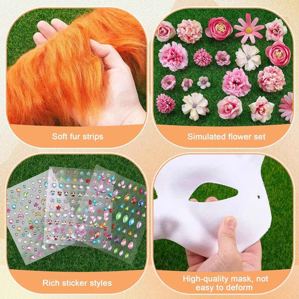 Seenelling 31 Pcs DIY Therian Mask Kit | Blank Cat Mask for Cosplay & Parties - view 4