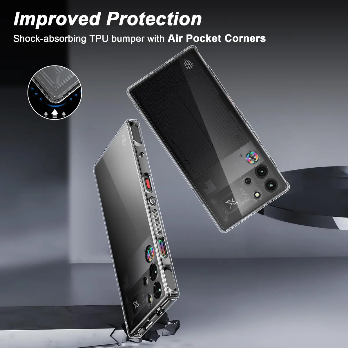Cresee Crystal Clear Case for Red Magic 10 Pro/10S Pro (6.85'') | Hybrid Shockproof TPU Bumper Hard PC Back - view 5